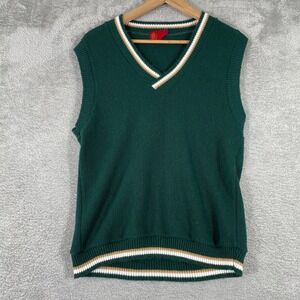 Kings Road Sweater Vest Womens Medium Green V Neck Knit True Vintage Sears